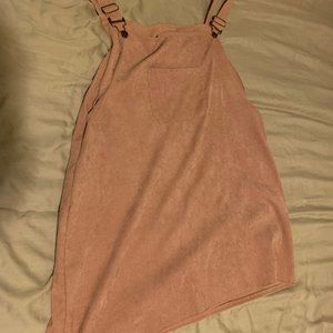 Pink Corduroy Overall Dress